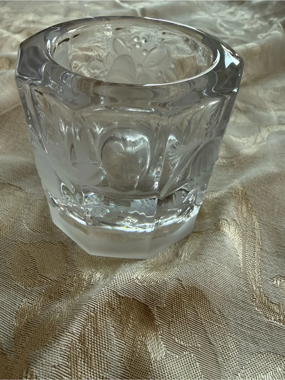 Studio Nova “Holiday Bells” Clear Frosted Floral Glass Votive
